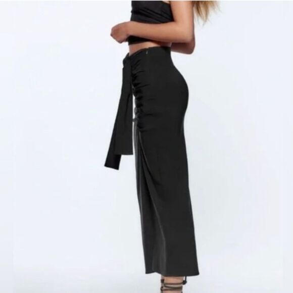 ZARA BLACKβBOW TIE SKIRT - Picture 4 of 12